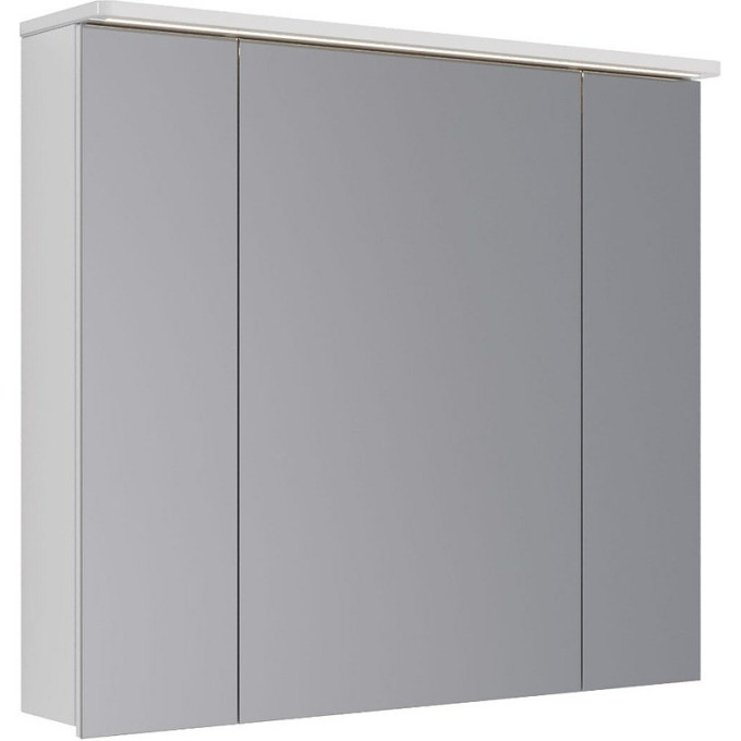 Шкаф зеркальный LEMARK ZENON 90х80 см 3-х дверный, с козырьком-подсветкой, с розеткой, белый глянец LM90ZS-Z